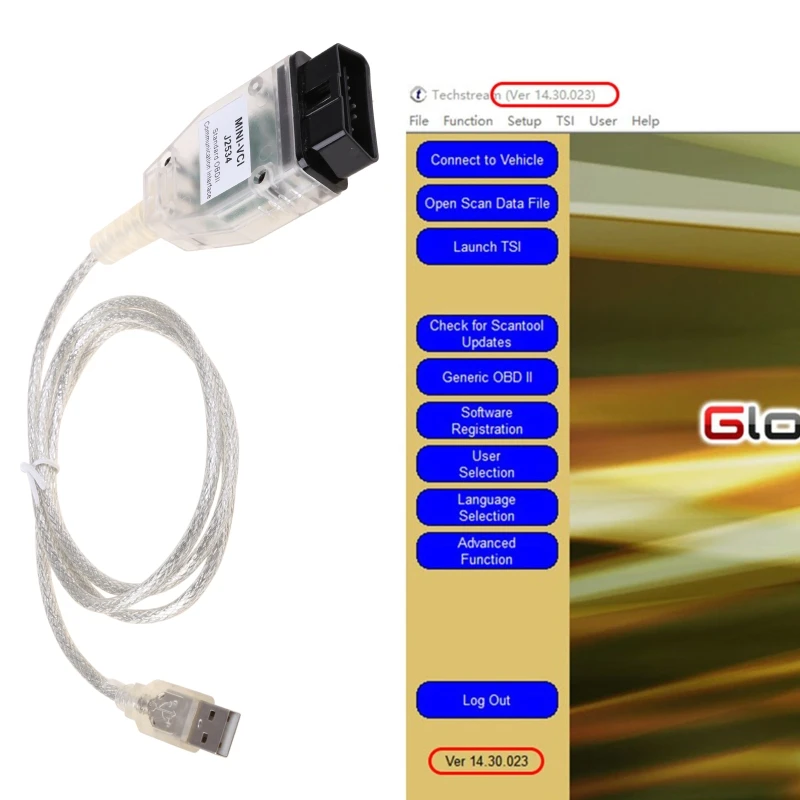 

Mini Vci Cable Supporting J2534 Diagnostic Cable Inspection Tool AOS