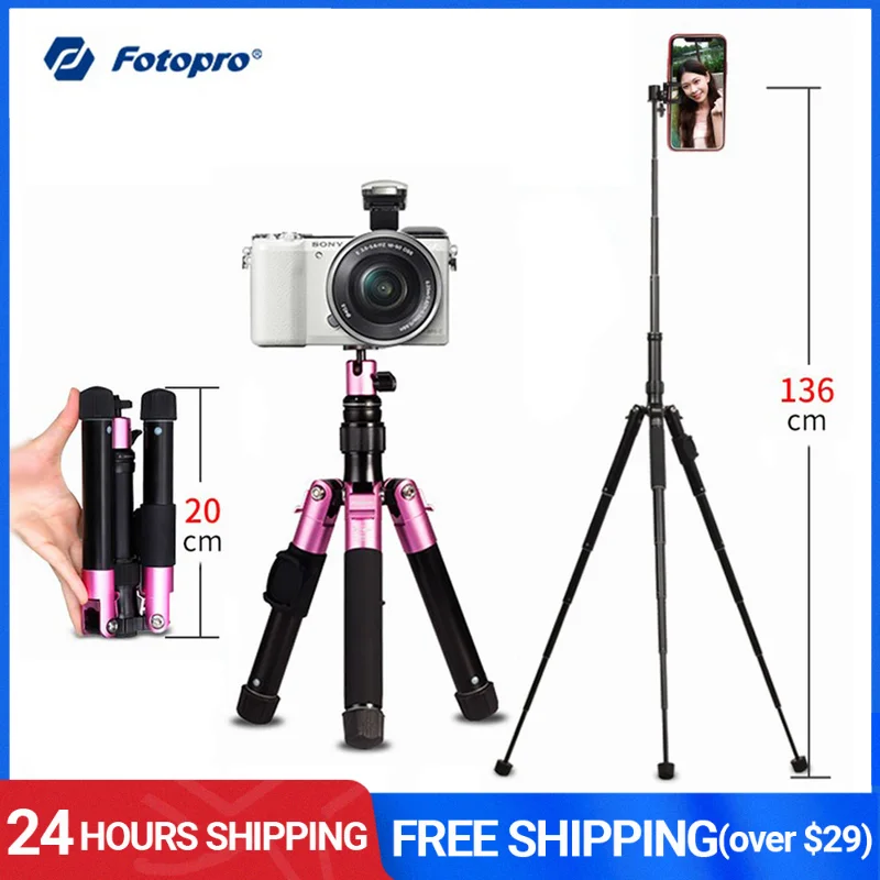 Fotopro Phone Tripod Professional Video Recording Camera Photography Stand for iPhone for HUAWEI forGopro Travel Tripod FY-800II