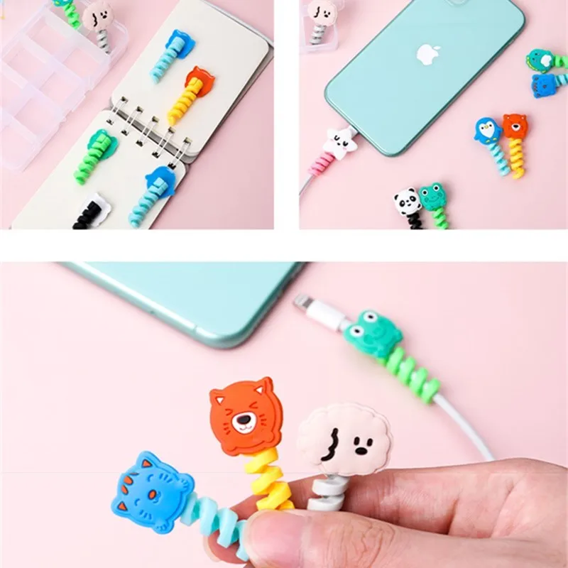 Мультяшный защитный чехол для передачи данных протектор зарядного кабеля