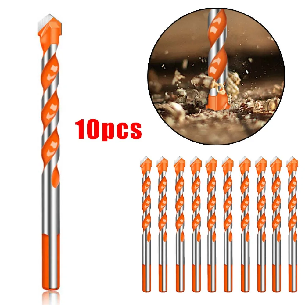 

10PCS Triangle Drill Bit Diamond Drill Set Ceramic Tile Concrete Brick Wood Glass Punching Hole Multifunctional Metal Dril