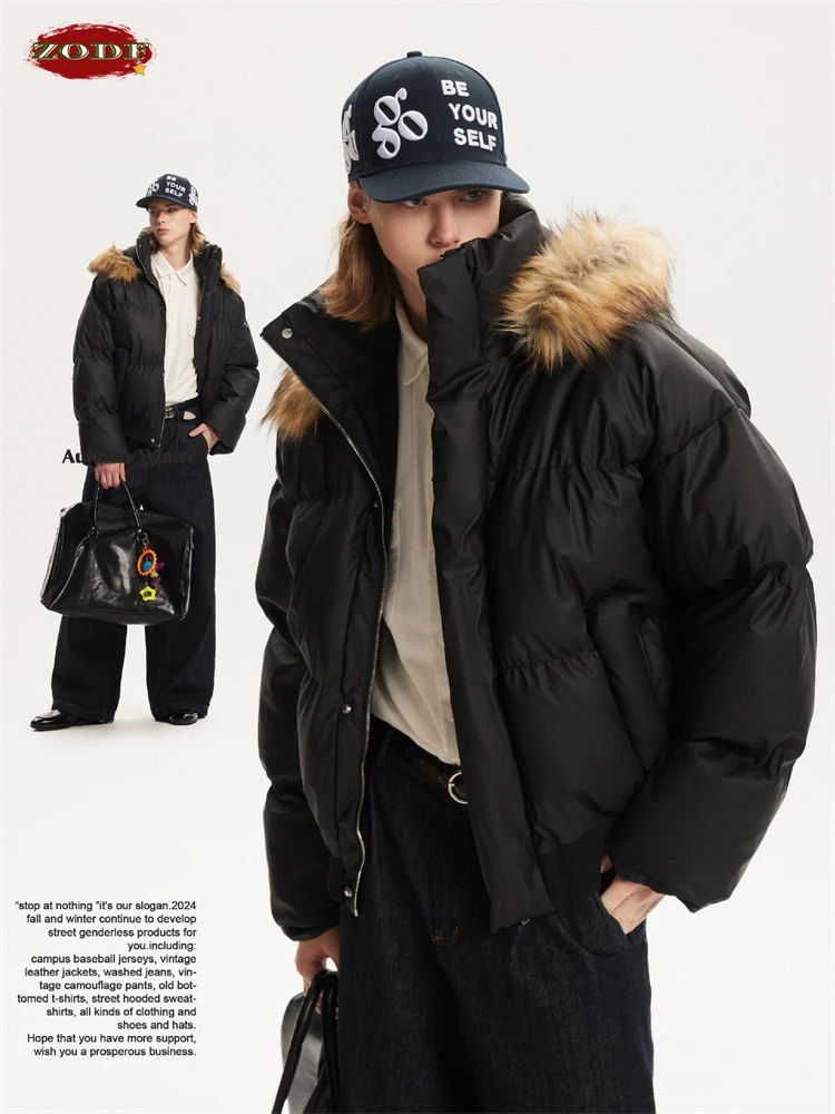 ZODF новинка 2024 мужские зимние хлопковые куртки унисекс свободные толстые теплые