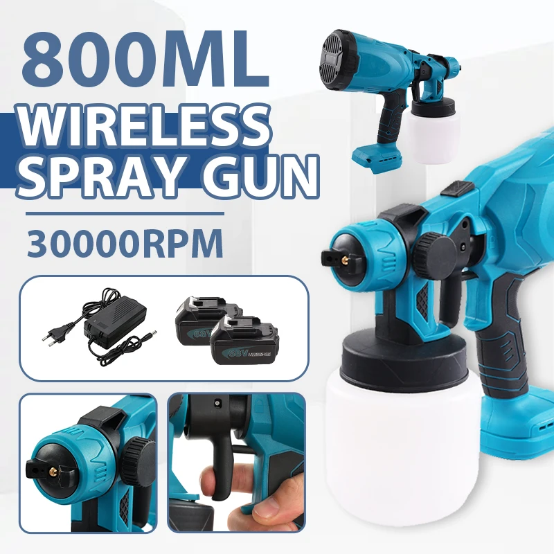 

Portable Paint Sprayer Electric Spray Gun Cordless Paint Sprayer Auto Furniture Steel Coating Airbrush For Makita 18V Battery