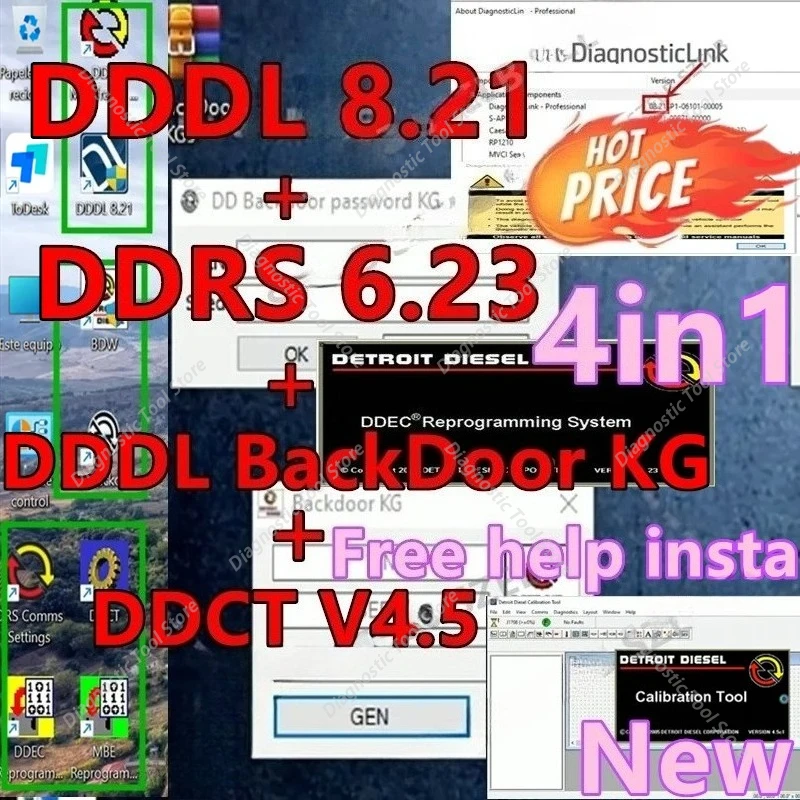 Фото Новый диагностический инструмент Detroit Diesel Diagnostic Link 8.21 Level 10 (DDL 8.21) + DDL BackDoorKG + DRS 6.23 + калибровочный инструмент DDCT v4.5 №1