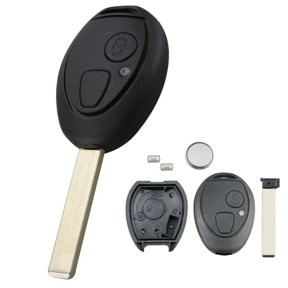 Araba anahtarı kabuk 2 düğmeli uzak anahtar Fob vaka kapak mikro anahtarları W/pil değiştirme parçaları BMW Mini Cooper için R50 Rover MG ZT
