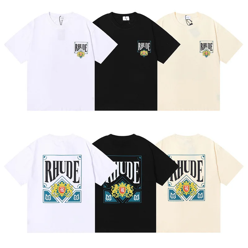 

RHUDE T-shirts 22SS Men Women 1:1 Best Quality Summer Men's Playing Cards Print Short Sleeve Tops Women's Tees T-Shirt T Shirts
