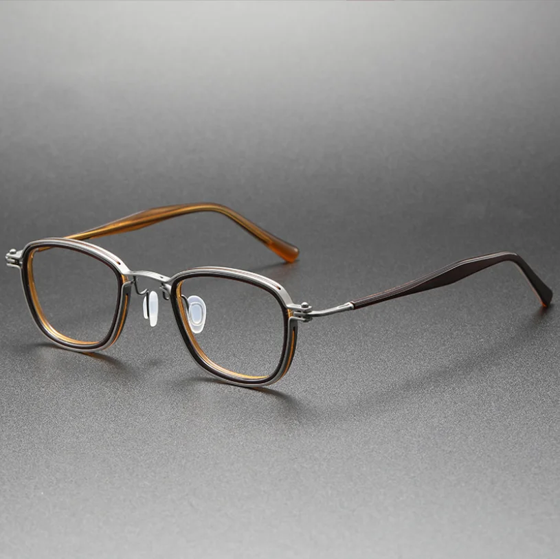 

Pure Titanium Acetate Eyeglasses Frame Men Retro Optical Eyewear Replaceable Lens Prescription Vintage Glasses Women Spectacle