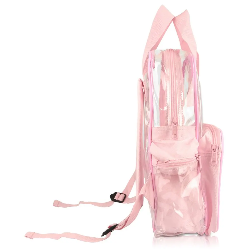 Small Clear Backpack Transparent PVC Security Security School Bag in Pink