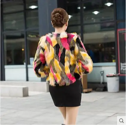 Красочное теплое женское пальто из искусственного меха свободное плюшевое