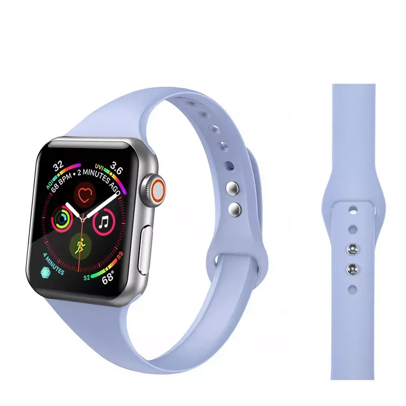 

Slim Strap For Apple Watch Band 45mm 41mm 44mm 40mm 42mm 38mm Narrow Thin Silicone bracelet Correa iwatch Series 7 6 SE 5 4 3
