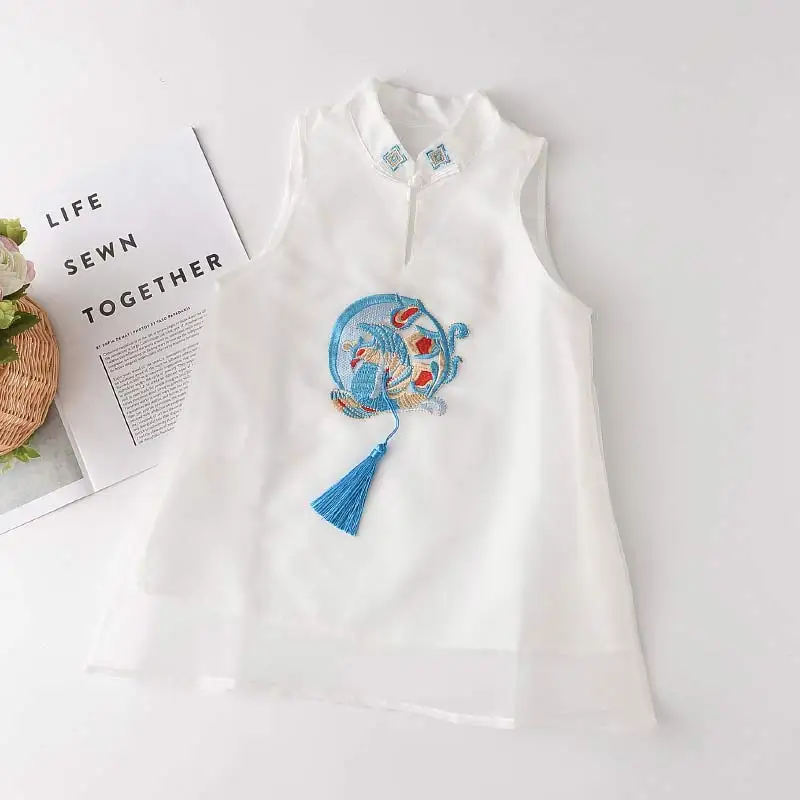 

Girls Princess Costumes Dress Kids Fashion Dresses Children Sweet Embriodery Outfits Sleeveless Children Clothing Dress
