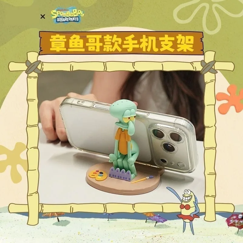 Фото Забавная абстрактная подставка для телефона в стиле аниме «Сквидвард» для дома, офиса, автомобиля, портативная, легкая, оригинальная, кавайная игрушка №3