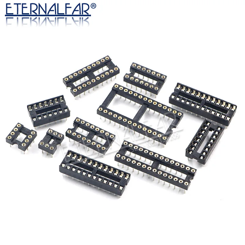 ИС розетки DIP8 DIP14 DIP16 DIP18 DIP20 DIP28 DIP40 контакты круглое отверстие 2,54 PCB разъем DIP гнездо 6 8 14 16 18 20 28 32 40 pin