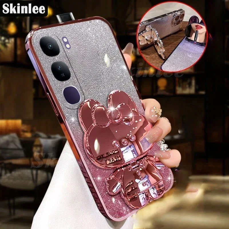 Чехол с блестящим зеркалом и держателем для vivo V40 Lite 4g5G Pro V40SE чехол из ТПУ VIVO pro SE 80W