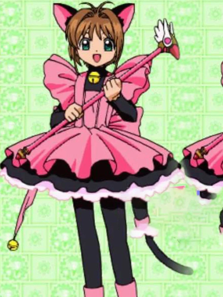 Косплей костюмы аниме Волшебная карточка девушка Сакура КИНОМОТО рейка кошка