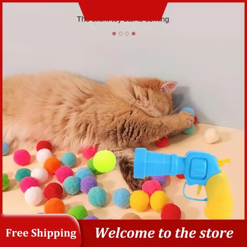 

Funny Cat Interactive Teaser with plush ball Training Toy Creative Kittens Mini Pompoms Games Toys Pets Supplies Toys For Cat