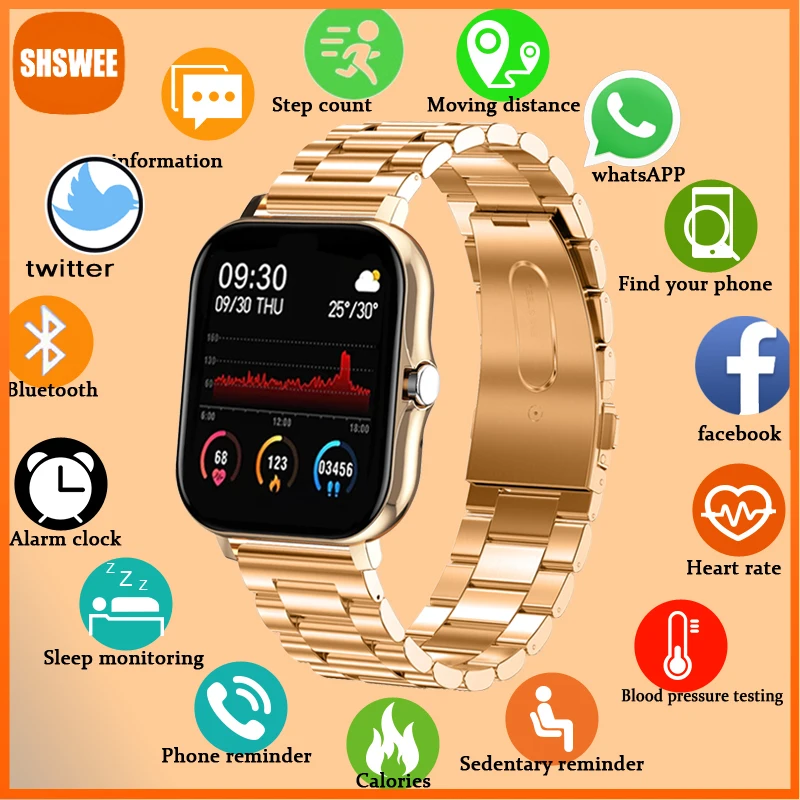

For Xiaomi Huawei Smart Watch Women Full Touch Bluetooth Call Fitness Tracker Heart Rate Monitor Blood Pressure Smart Bracelet