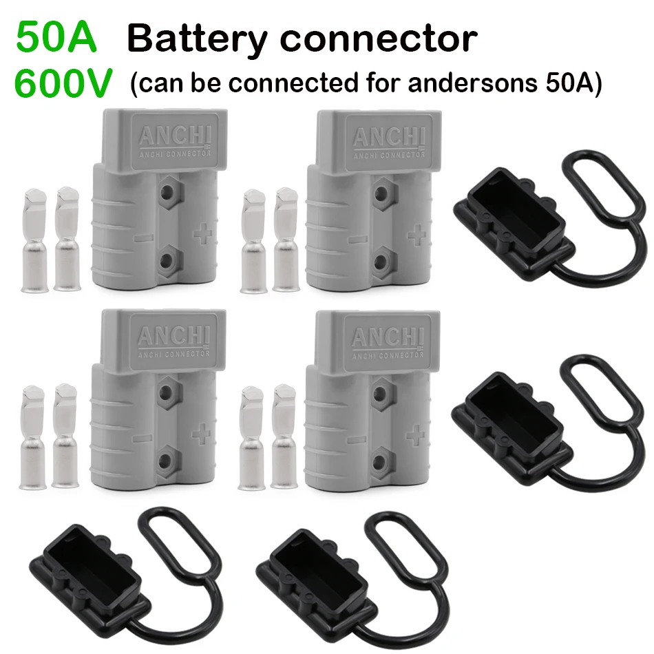 

4PCS Battery Connector 600V 50A 6-12AWG Battery Quick Connect Disconnect Plug for Car Inverter Winch Trailer Electrical Devices