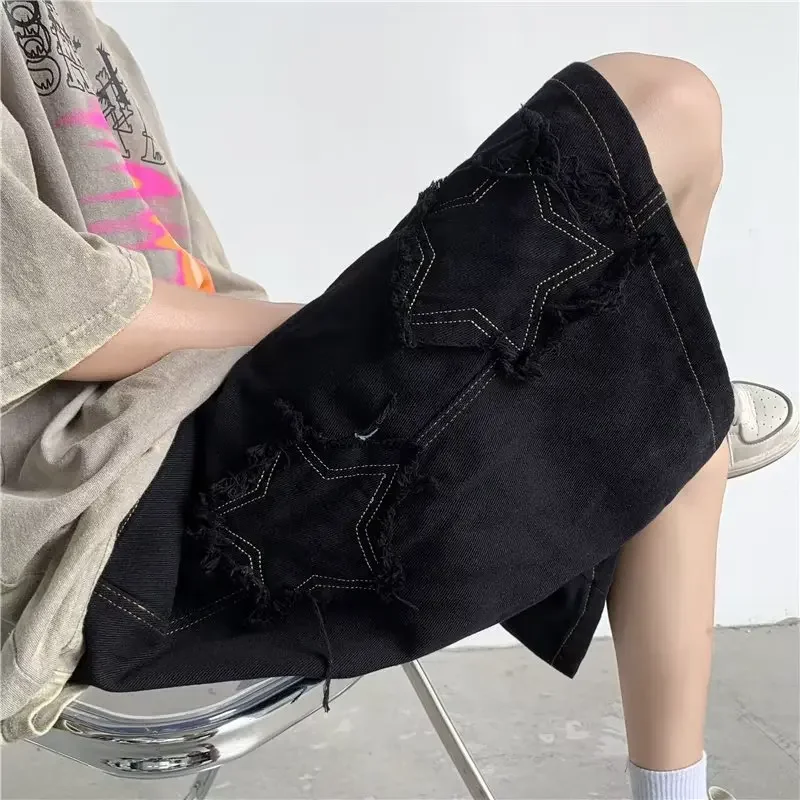 Джинсовые шорты со звездами мужские летние тонкие стильные американские