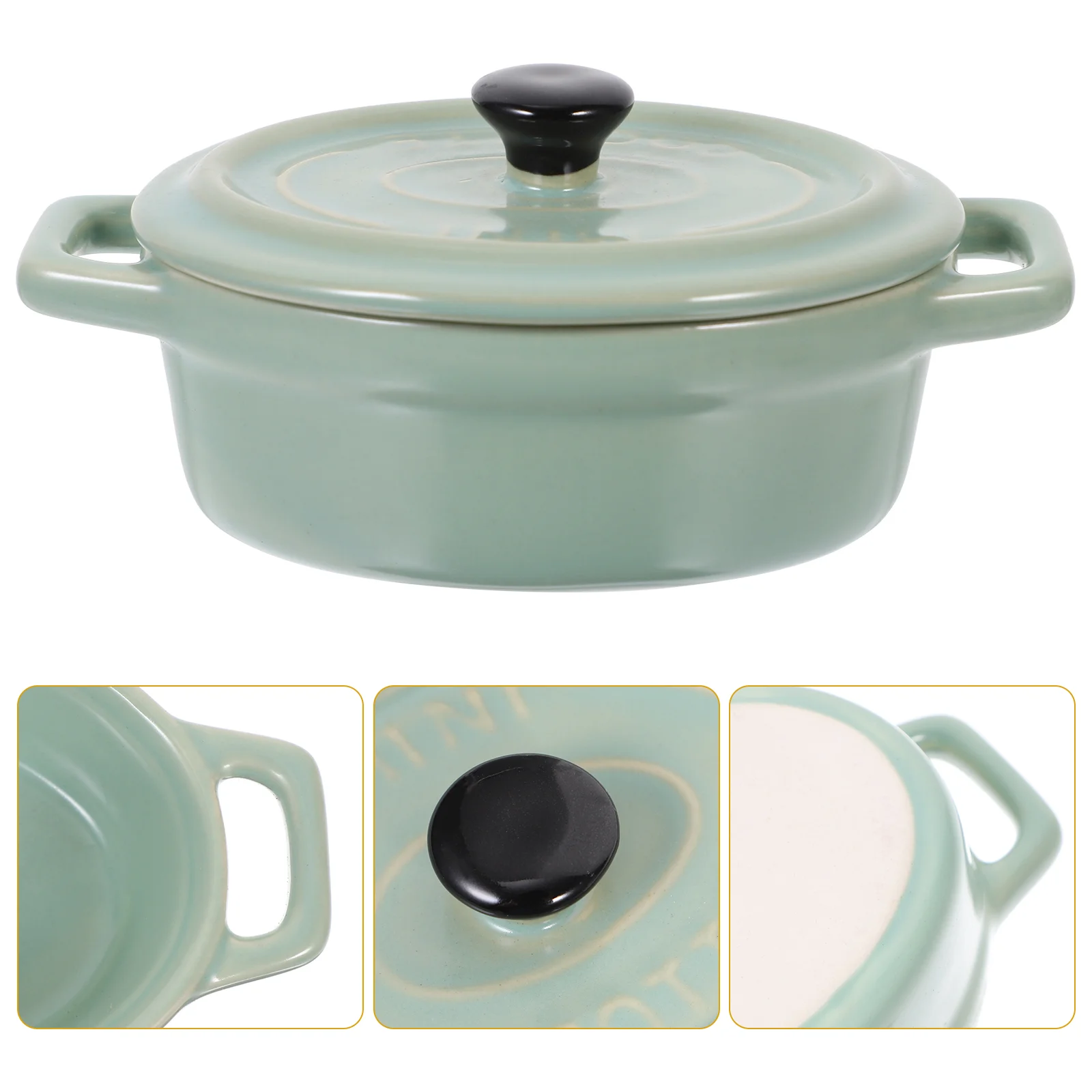 

Ceramic Bowls Oven Safe Bowls Home Ceramic Dinnerware Soup Bowl Double Ears Baking Bowl with Lid for Microwave Oven Safe Use