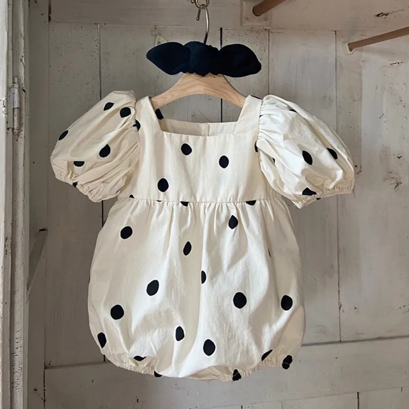 

Baby girl Summer clothing 2022 Toddler bodysuit for girls polka dot boutique clothes With Headband body bebe menina Jumpsuit
