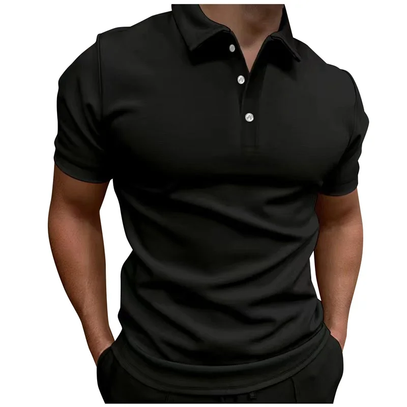 

2023 Men's solid color Polo shirt High quality lapel short-sleeved T-shirt