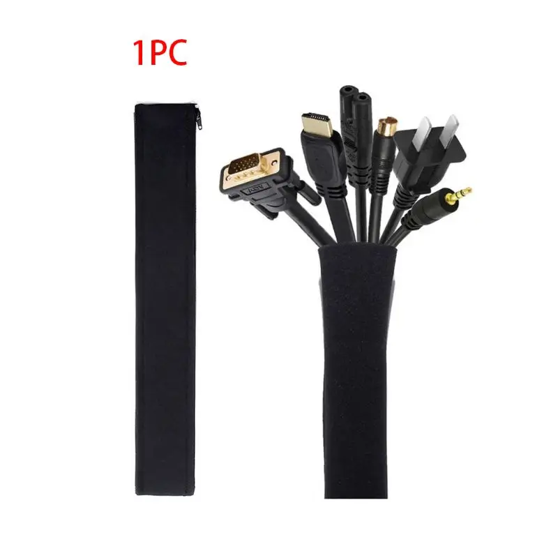

19.5 inch Cable Management Sleeve with Zipper Flexible Wire Cover Wrap Cord Organizer for TV Computer Office Home 87HA