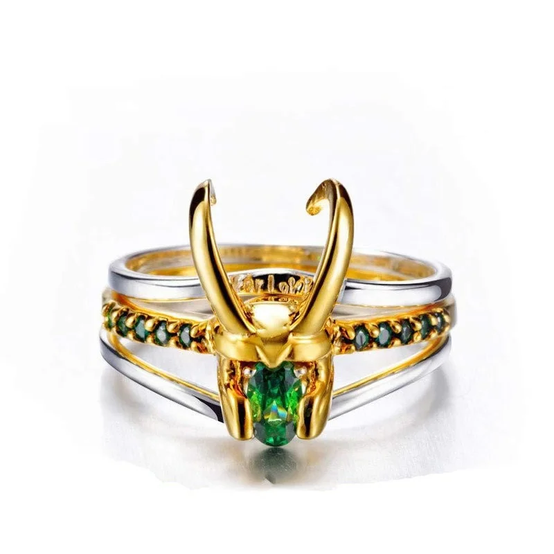 

Fashion Creativity Personality Norse Mythology Loki Helmet Rocky Three-In-One Helmet Ring for Unisex Trend Jewelry