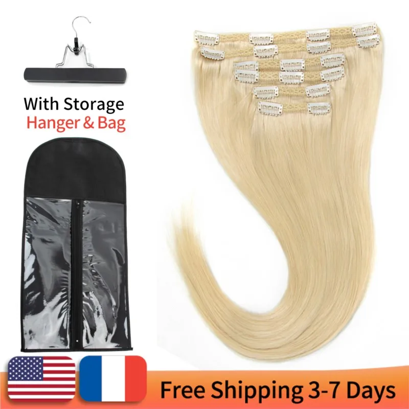 MRS HAIR Clip In Hair Extensions Human Hair NoRemy Hair Clips For Women 160-240g Full Head with Storage Hanger Bag Fast Shipping