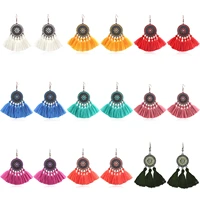 bohomian tassel earings for women flower statement fabric fringed drop dangle earrings ethnic summer vacation party jewelry gift