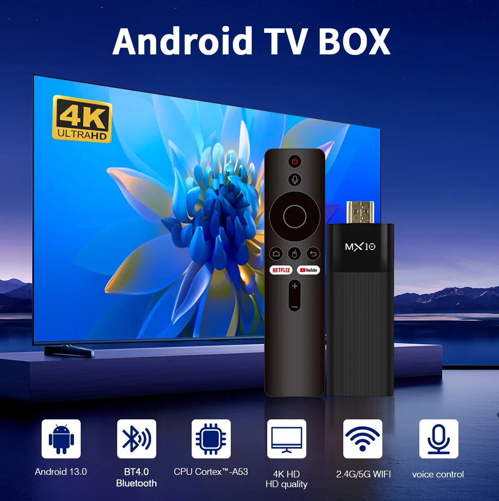 Мини-ТВ-приставка Android 4K MX10-F3 Allwinner H313 Quad Core Ultra HD с двухдиапазонным Wi-Fi 2.4G5G, 2 ГБ ОЗУ, 16 ГБ ПЗУ, портативная, для домашнего стриминга (art.: 3920dc4207883) - 3920dc4207883