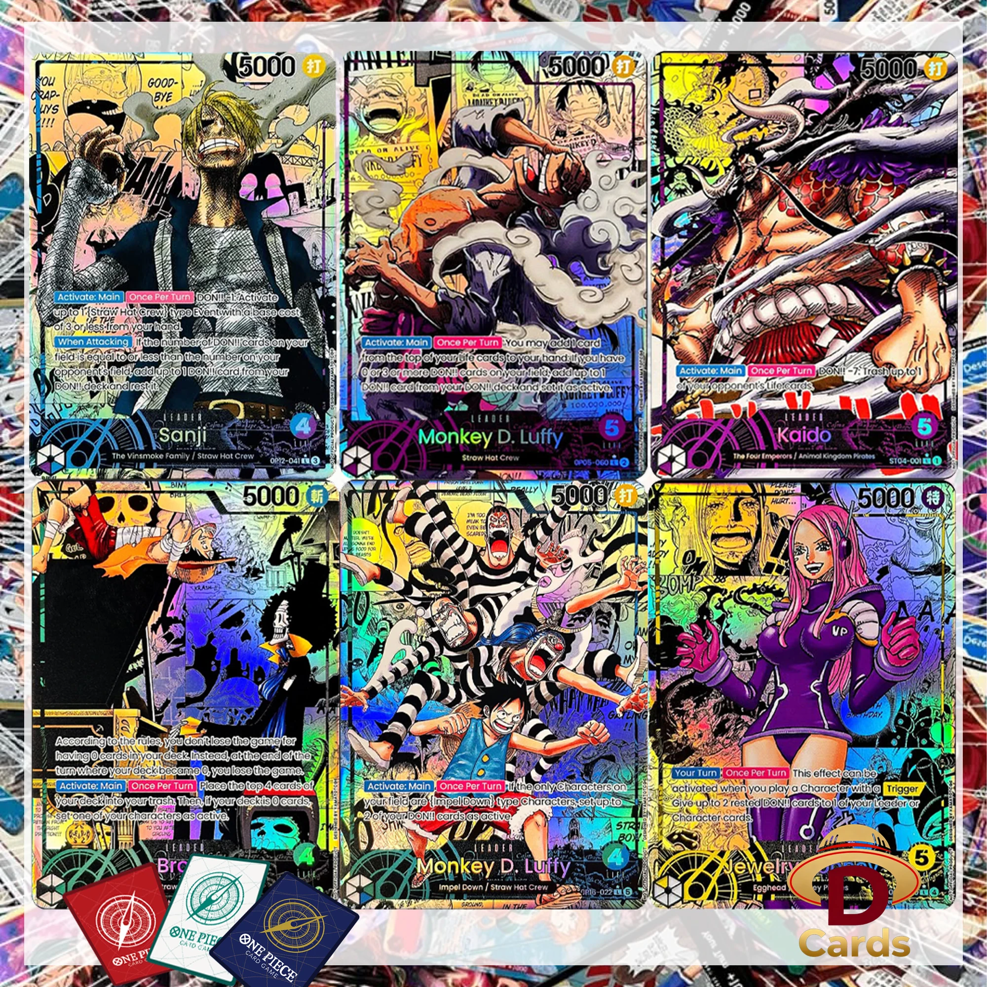 Фото Коллекционные карточки ONE PIECE: Gear 5 — Луффи/Санжи/Кайдо/Брук/Бонни. Высококачественные аниме-карточки для хобби и игр. №1