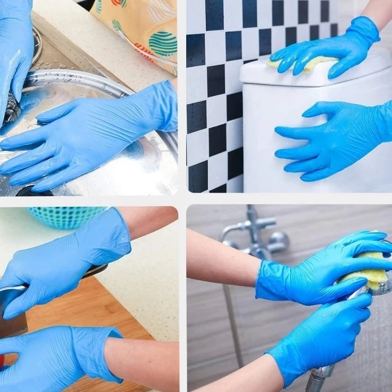 100pcs blue nitrile gloves pvc waterproof rubber latex gloves pink disposable work gloves kitchen gadgets set free global shipping