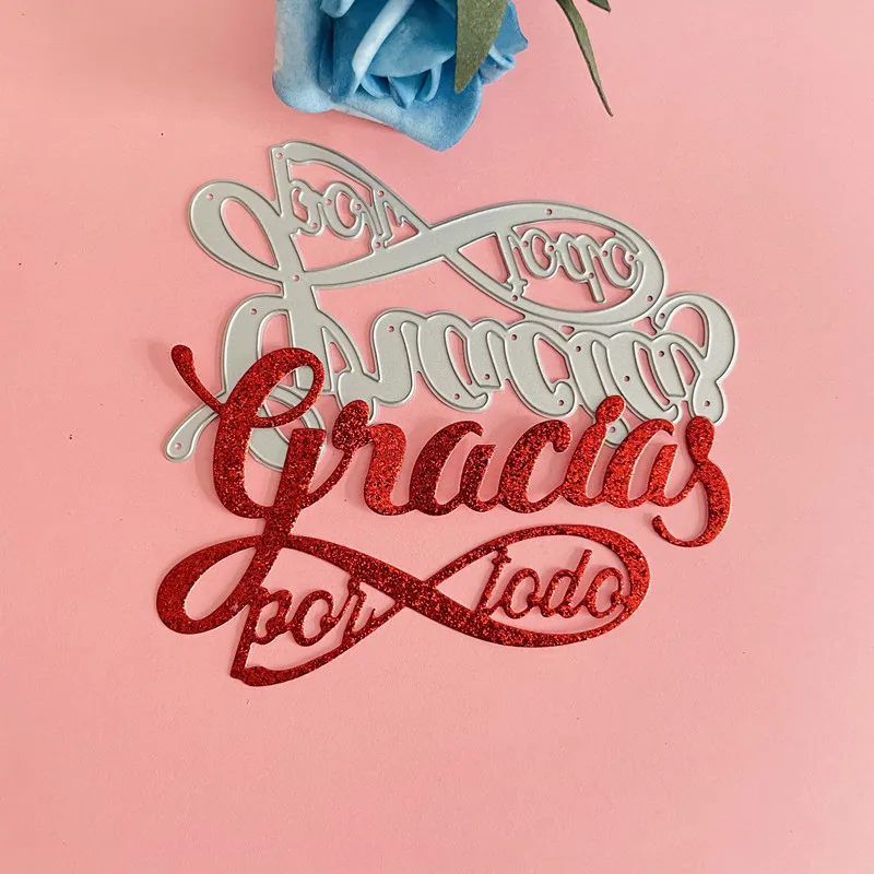 Новые испанские декоративные штампы Благодарим за высечку металла, сделай сам, скрапбукинг, бумажные карты, тиснение, ремесло, высечка ручной работы