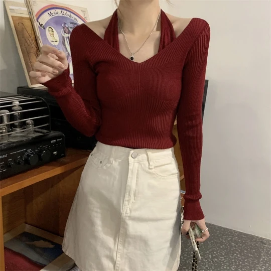 

Винно-красный, корейский, японский пуловер, женский свитер, вязаные топы с жемчужным воротником, плотные женские свитера, верхнее пальто, тканевые свитера