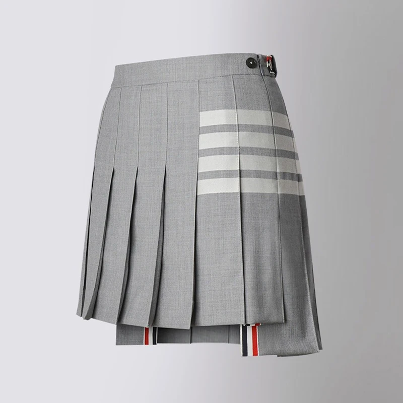 TB THOM Women's Skirt 2023 Summer Korean Fashion Luxury Brand Dress 4-bar Stripes Pleated Skirt Harajuku Streetwear Mini Skirts