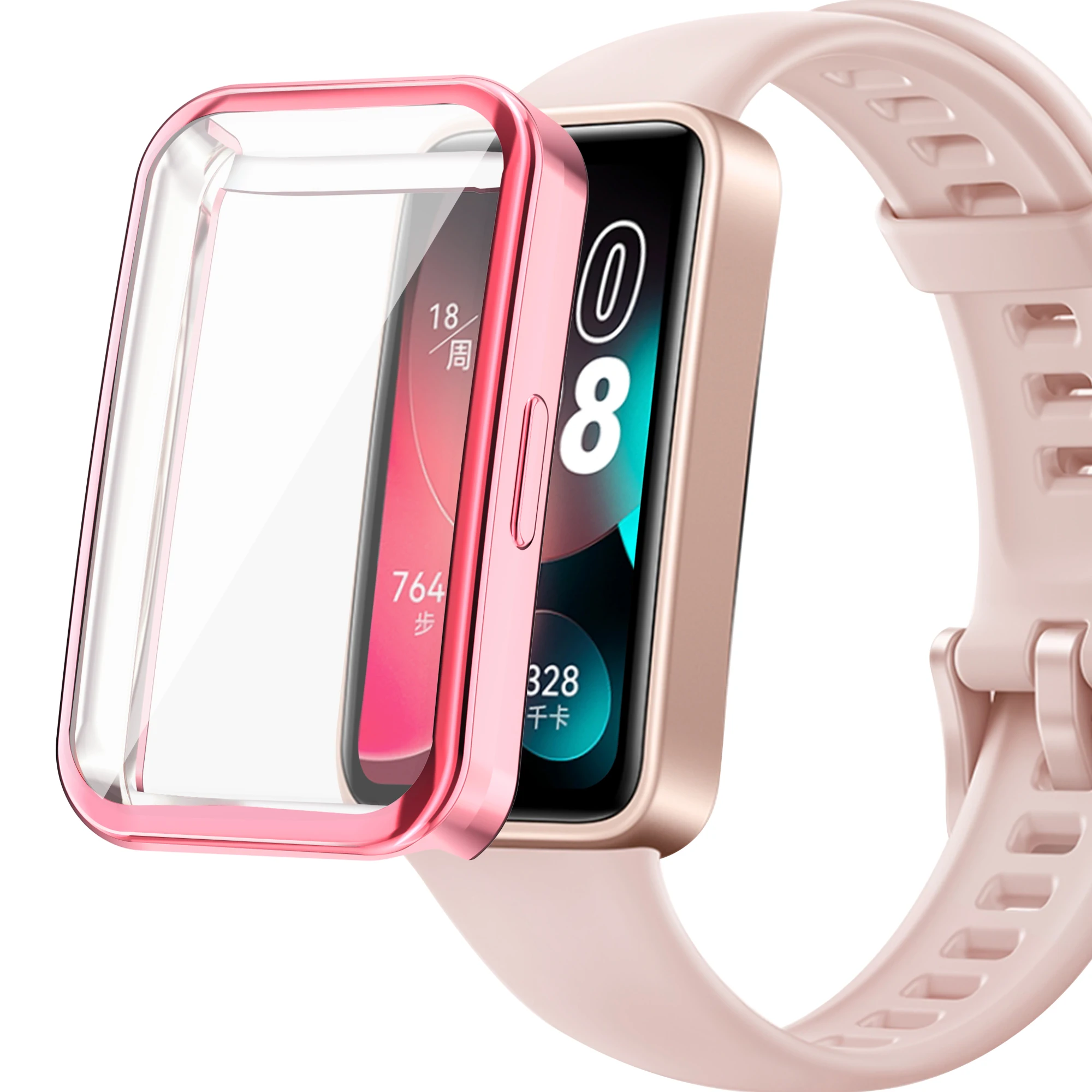 TPU Soft Protective Cover for Huawei Band 8 Case Full Screen Protector Shell Bumper Plated Cases for Huawei Band8 Smart Watch