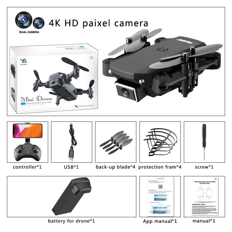 

S66 Mini Folding Remote Control Drone 4k Dual Camera HD Aerial Photography Quadcopter Long Battery Life
