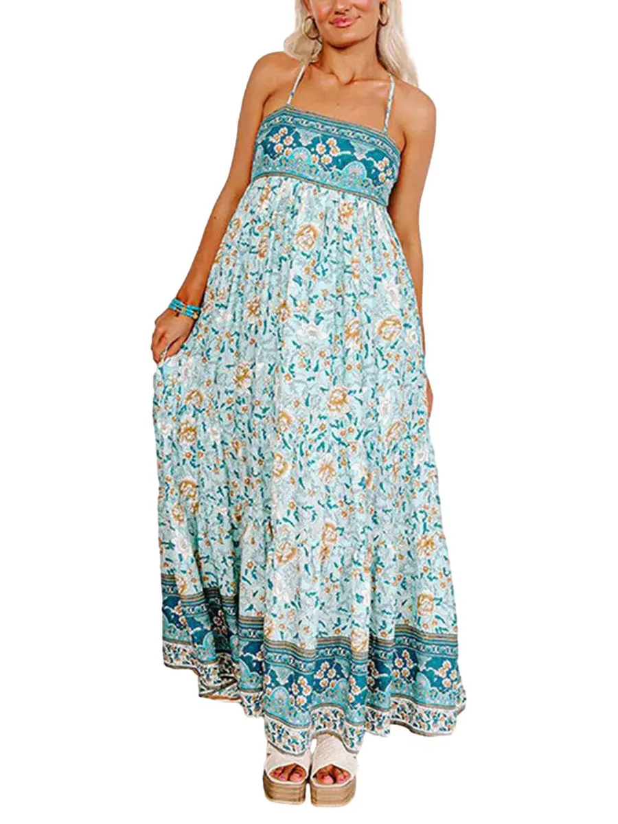 

Женское длинное платье без рукавов, с цветочным принтом
