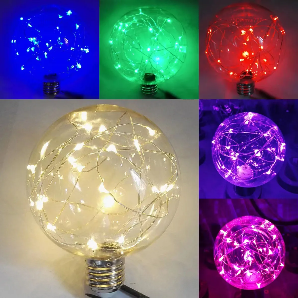 

8cm LED String Light Bulb E27 220V Colorful RGB Lighting Copper Wire Bulb For Home Decor Holiday Party String Lights Blub 8Color
