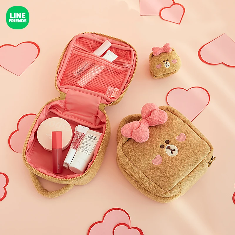 

Line Friends 100% Polyester Makeup Brush Case Choco Cosmetic Bag Anime Cartoon Storage Bag Cute Doll Bag Gift for Girls