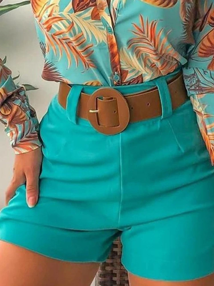 

Women's Summer Shorts S-2XL with Professional Dress Including Belt Women Oversize Shorts High Waisted Shorts Women Bottoms