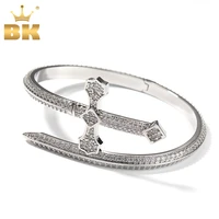 the bling king opened sword cuff bangle micro paved bling cubic zirconia bracelet vintage gift for women men hiphop jewelry