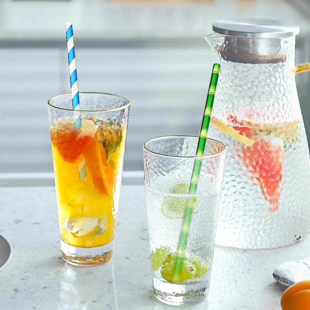 

100Pcs Striped Drinking Straws Multicolor Food Grade Paper Straws Disposable Cocktail Straws Wedding Party Bar Drink Accessories