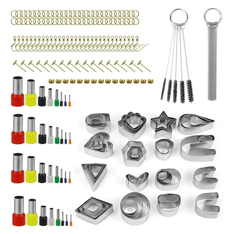 

169x Clay Earring Cutters Kit Stainless Steel Circle Punch Mold DIY Earring Cutter Jewelry Making Tool with Earring Hook