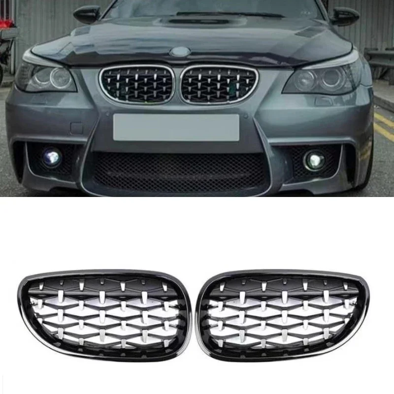 Для BMW 5 серии E60 E61 M5 2004-2009 глянцевый черный двойной решетка переднего бампера