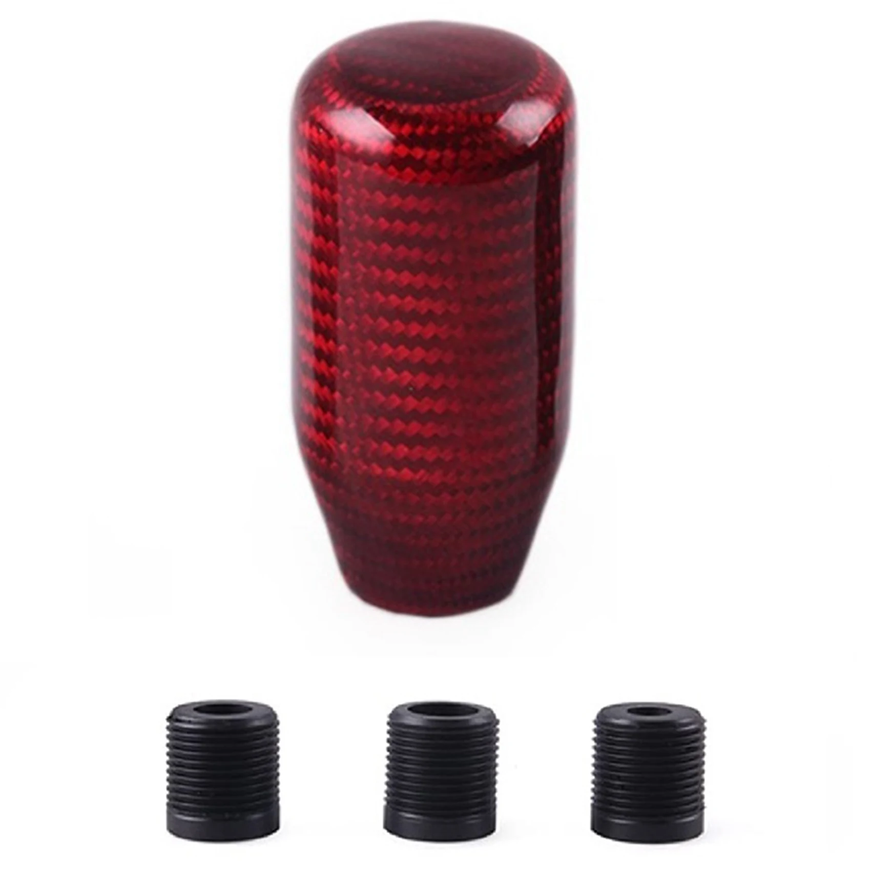 

Real Carbon Fiber Red Universal Car Gear Shift Knob Head Shifter Lever Round with Adapter(10mm,12mm,8mm)Auto Parts
