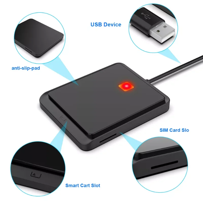 

Portable USB 2.0 Smart Card Reader DNIE ATM CAC IC ID Bank Card SIM Card Cloner Connector Black White Color for Windows Linux