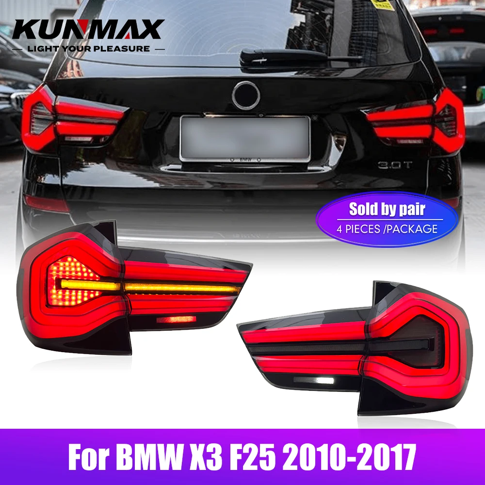 Фото Для BMW X3 F25 2010-2017: Комплект задних фонарей, противотуманные фары, динамические светодиодные задние фонари с эффектом бегущей воды, Plug and Play, задние фонари-стоп-сигналы №2