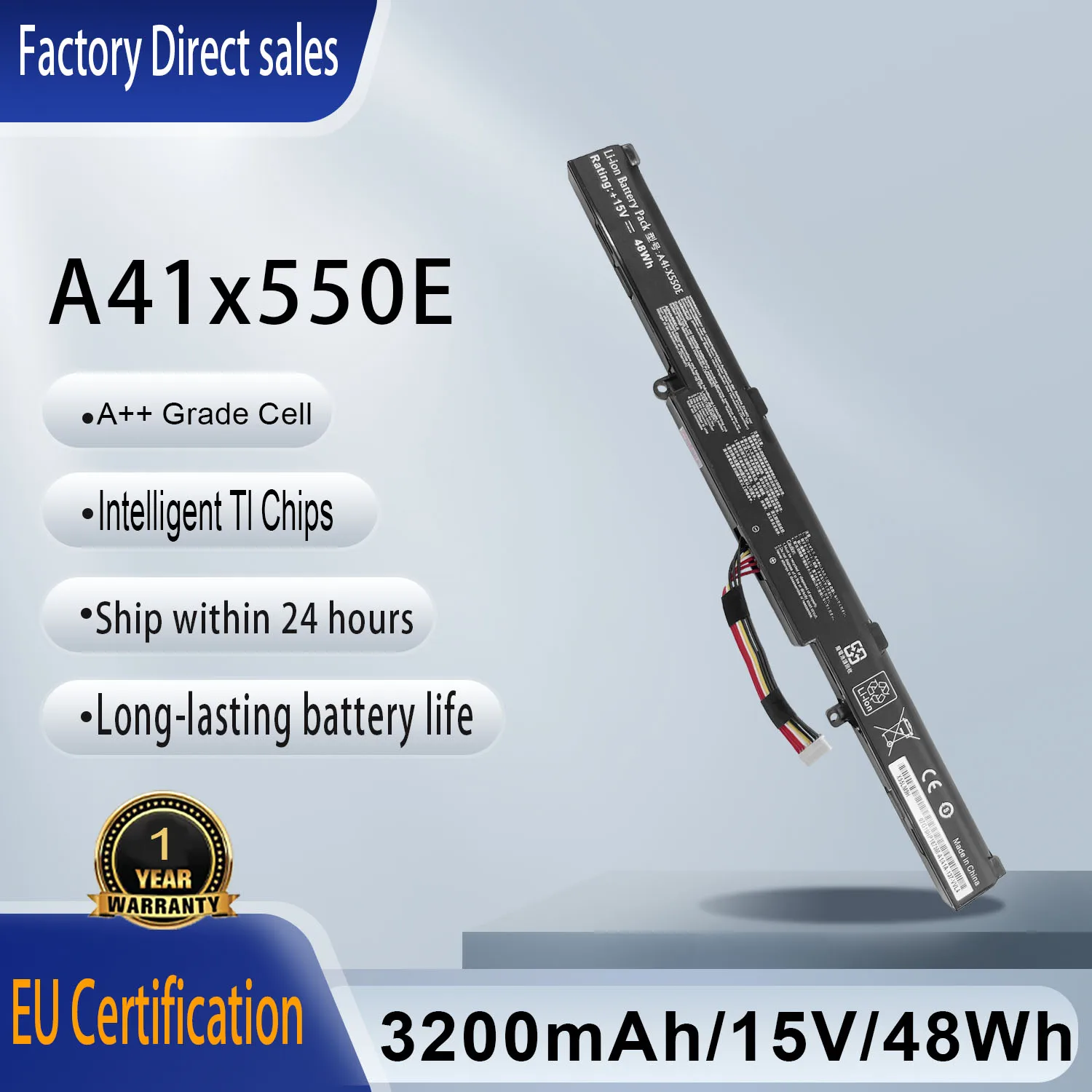 Фото Новая батарея A41-X550E для ноутбуков Asus X450, X450E, X450J, X450JF, A450J, A450JF, A450E, X550E, X550ZA, X751M, X750J, X750JA, F751LA, F751MA №1