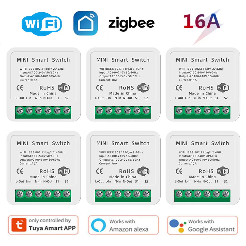 

Умный мини-выключатель с таймером, 16 А, Wi-Fi/Zigbee